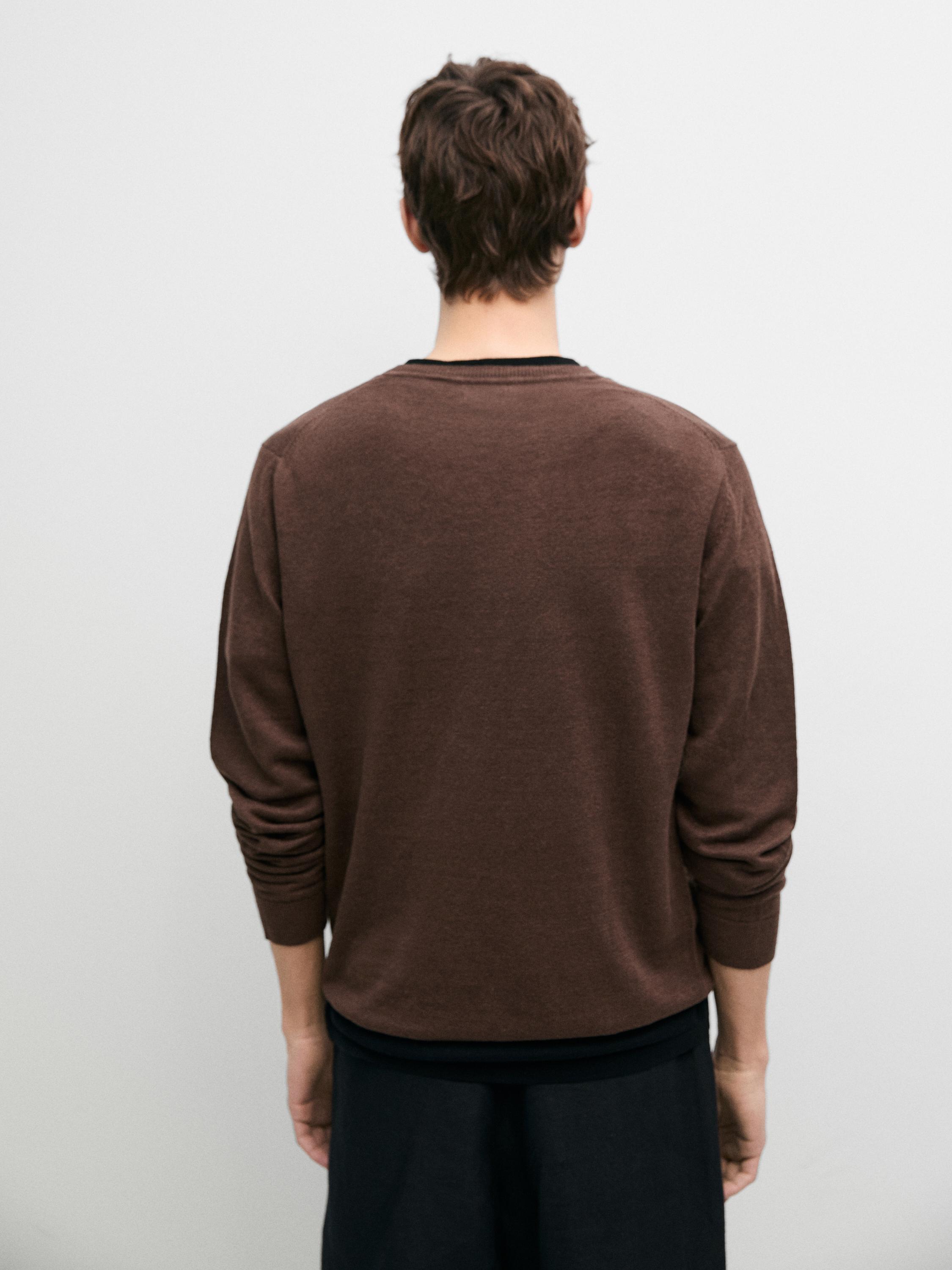 100% linen knit crew neck sweater